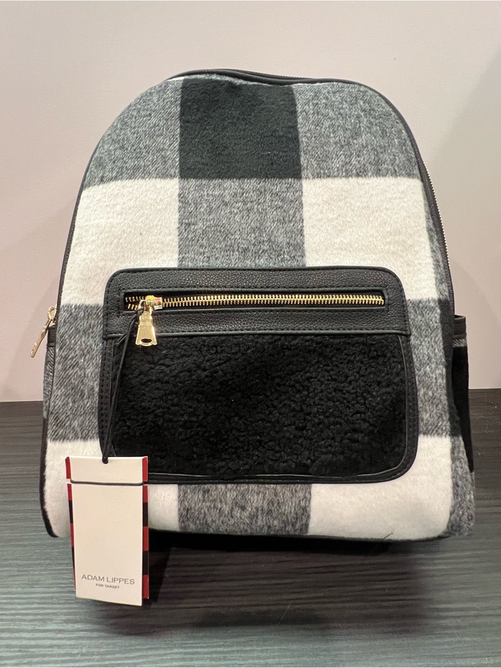 NWT Adam Lippes for Target Black and White Plaid Backpack